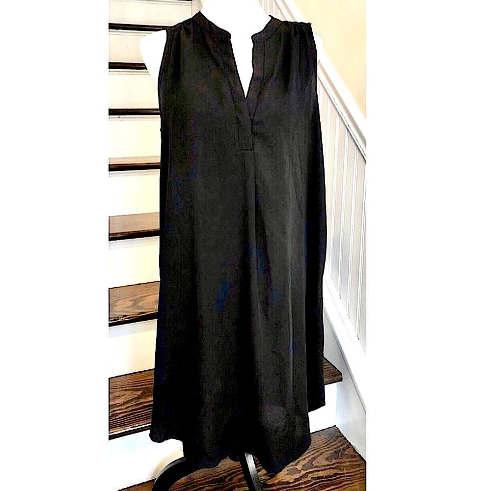 PHILOSOPHY Black Sleeveless V-Neck Shirt Dress Sz Medium - Picture 1 of 13